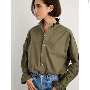 ALEX MILL Easy Ruffle Shirt in Paper Poplin size large